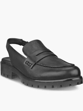 NWT ECCO Modtray Water Resistant Slingback Penny Loafer Black Sz 6-6,5